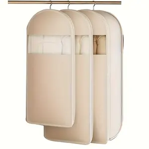 3PCS Compression Hanging Storage Bags in pink and beige with vacuum sealed design, space saving storage solution for winter wardrobe organization, ideal for closet organization and home storage routines during seasonal clothing swaps, Space Saver Bags