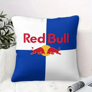 Red Bull LOGO Pillow with Pillow Core,Perfect Gift for Extreme Sports Enthusiasts,Suitable for Sofa and Dormitory,17.7x17.7-inch Short Plush Material Men's Home Cushion,Ideal for Energy Drink Enthusiasts and Game Room Decoration