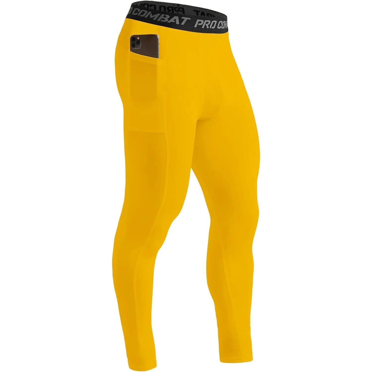 Men's Compression Pants with Pockets, Athletic Leggings Baselayer Workout Tights for Running Yoga Gym Basketball