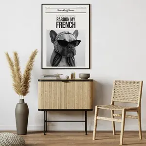 Pardon My French Bulldog Art - Funny Dog Wall Print - Digital Frenchie Decor - Dog Lover Gift