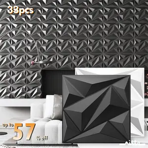 Nitte 33PCS PVC 3D Wall Panels with Diamond Pattern 11.8"x11.8" (30x30cm) – Ideal for Decorating Living Rooms, Bedrooms, Kitchens, TV Walls, Feature Walls, Office Spaces Ornaments 3d wall Lightweight Water Proof Home Decorative