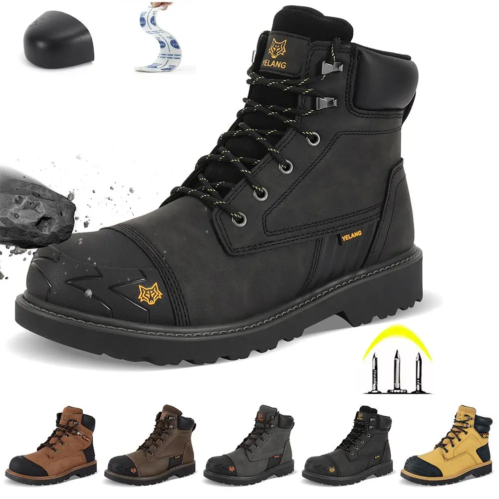 Men Steel Toe Boots Work Boots Waterproof Slip Resistant Industrial & Construction Safety Boots Work Shoes  Footwear