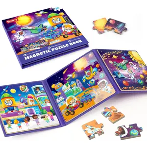 SYNARRY Magnetic Puzzles for Toddlers 3-5, Space Planets Solar System Puzzles for Toddlers 2-4, Travel Puzzles for Kids Ages 4-6 Car Airplane Road Trip Activities Games Gifts Toys for 3 4 5 6 Year Old