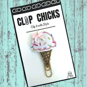 Ice Cream Cone Novelty Paper Clip, Fun Bookmark, Planner Clip, Journal Accessories, Paper Organizer, Whimsical Gifts for Readers and Writers, Unique Gifts under $5.