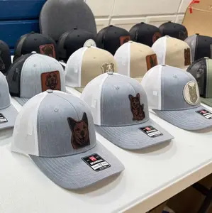 Custom Pet Portrait Trucker Hat: Personalized Leather Patch Cap, Gift for Dog Moms & Dads