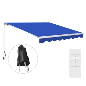 13 FT Electric Retractable Awning Remote Controller For Door Window Motorized Crank Backup UV40 Plus Sun Shade Shelter
