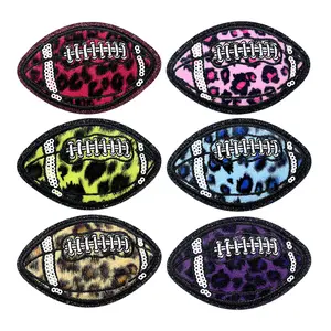 6pcs New Leopard Print Flat Embroidery Sequins Football Iron-On DIY Cap Patches