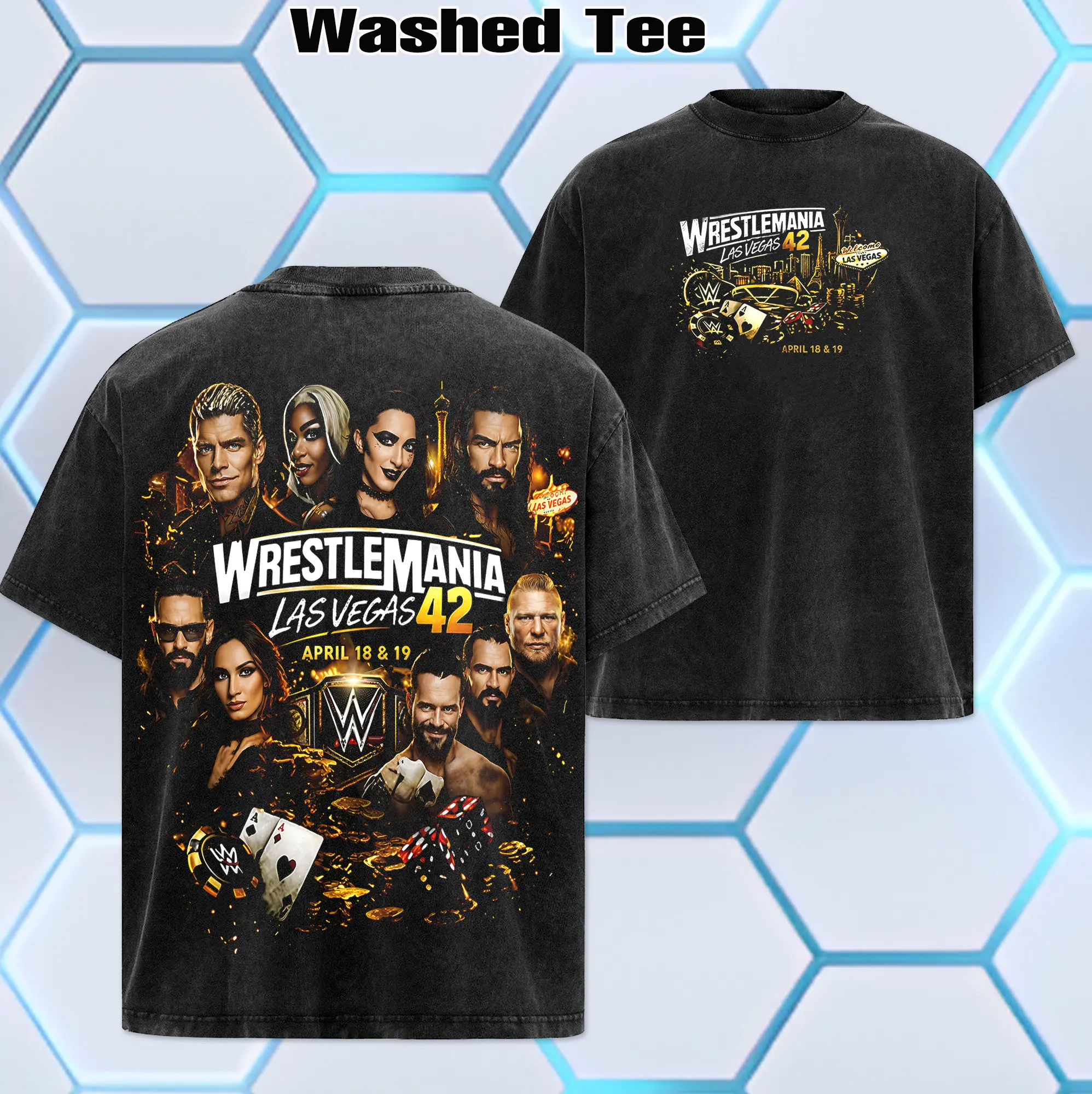 WWE 2026 - WrestleMania 42 Washed Tee - Unisex T-shirt - Hoodie