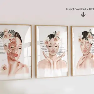 Unframed, Room Decor, Facial Anatomy Poster: Botox Points, Veins & Muscles  –  5 Sizes (8x12–27x40 inch)