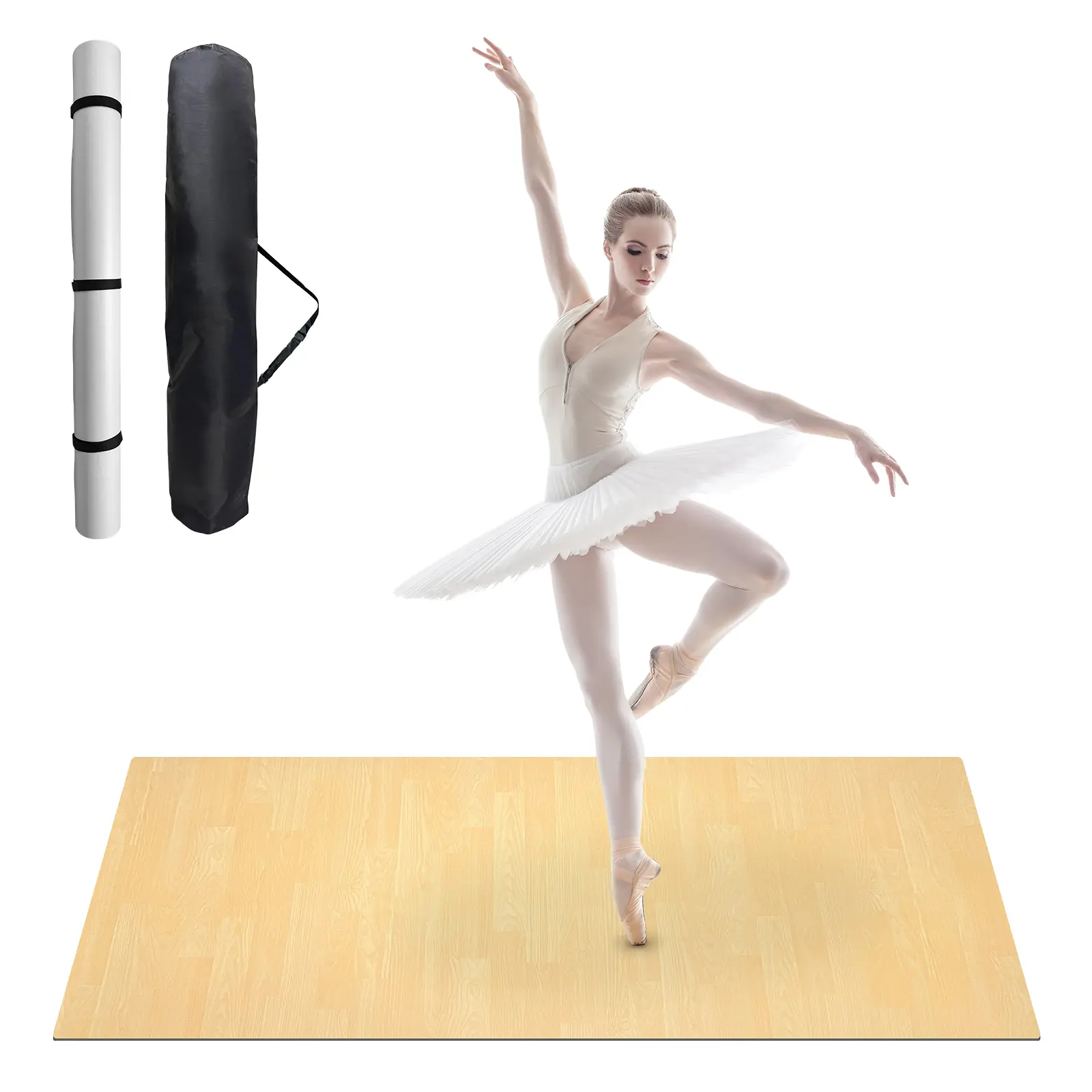 6'x4' Portable Dance Floor Mat for Home Practice, Professional PVC Non-Slip Marley Floor for Ballet, Tap, Jazz, Contemporary Dance & Fitness