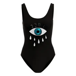 Womens Bathing Suit with Sequin Eye Applique