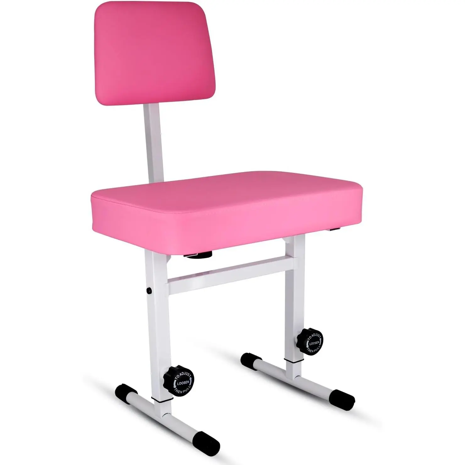 5 CORE Piano Bench with Backrest 3 Inch Sponge Padded Adjustable Stool Music Keyboard Seat for Musicians Piano Stool Chair Pink - PNB B-Rest PNK