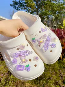 14 Piece DIY Detachable Garden Shoe Accessories Set, Bow Bear Candy Flower Heart Star Grape Chain Buckle Decorations