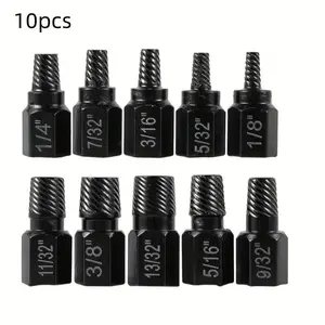 10Pcs Alloy Steel Screw Extractor Kit Damaged Broken Bolt & Screw Remover Hand Tool Tool Kit Set DIY Tools
