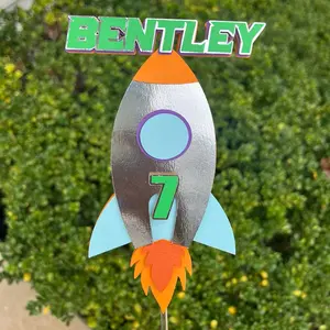 Personalized Space Rocket Cake topper