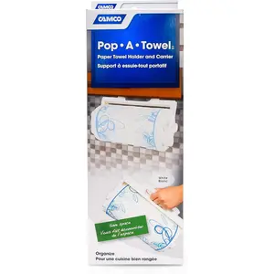 Pop-A-Towel- Mountable or Portable Paper Towel Holder Dispenser, Keep Paper Towels Clean, Conserve Space in Your RV Kitchen (White) (57111)