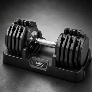 Adjustable Dumbbell 5-55 LBS Quick-Select Weight Set with Non-Slip Grip Ergonomic Handle and Storage Base for Home Gym Strength Training Full Body Workout Black Iron, Black Color Options, Iron Material, Product Dimensions: 8.66 W x 16.54 D x