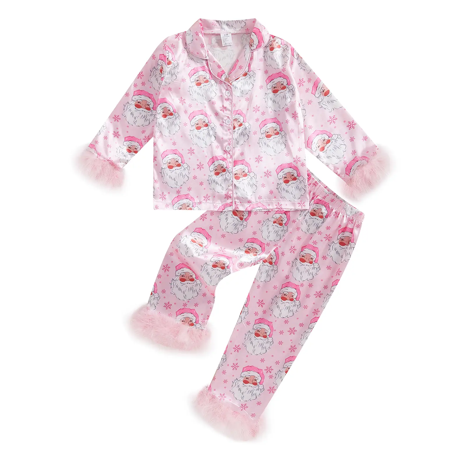 Canrulo Toddler Baby Girls Christmas Satin Silk Pajamas Button Down 2 Piece Pajama Set Big Kids Teen Girls Pjs Nightgown Outfits