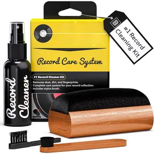 Vinyl Record Cleaning Kit - 4-in-1 Vinyl Record Cleaner Kit for Records Includes Ultra-Soft  Brush Cleaning Liquid Stylus Brush and Storage Pouch - Pro Records Care