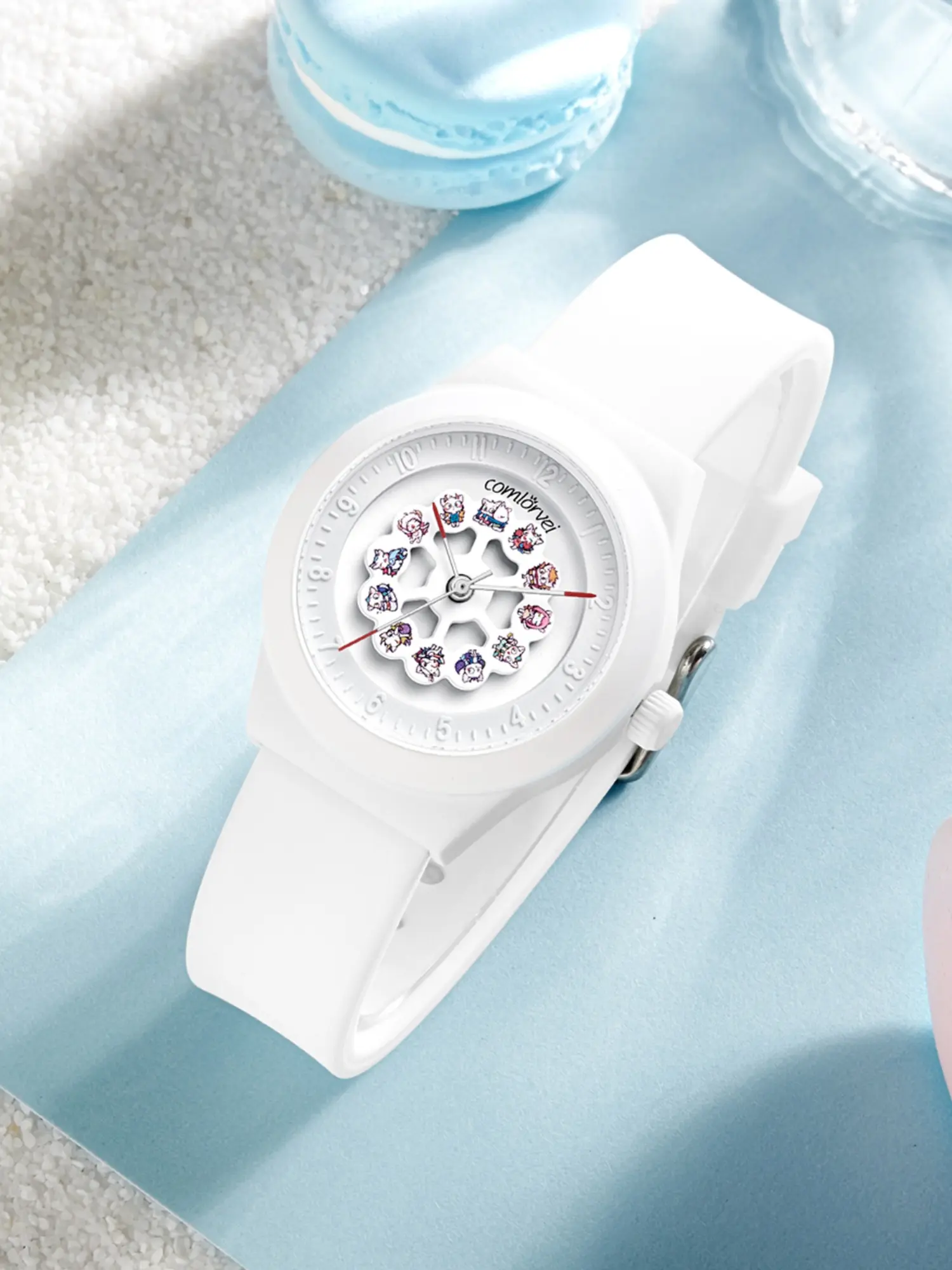 Women's Sport Watch Zodiac Rotatable Dial Silicone Strap Lightweight Fashion Student Analog Quartz Watch Silver Color