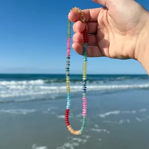mulitcolor gemstone necklace, colorful summer layering necklace, beaded gemstone jewelry