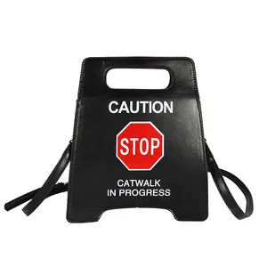 Caution Stop Sign Catwalk in Progress Funny Purse Messenger Bag Shoulder Crossbody Bag for Women