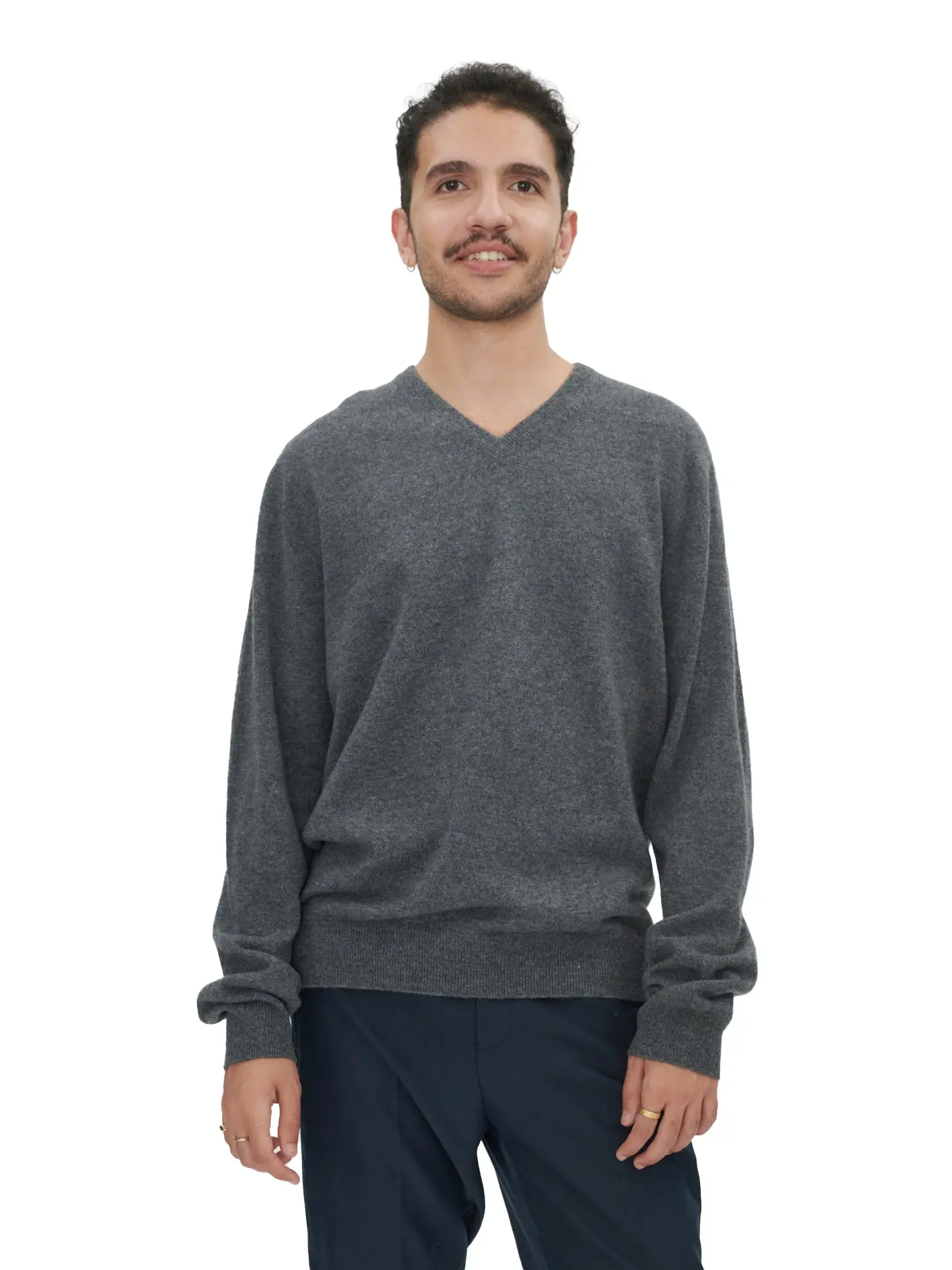 Men's Essential Cashmere V-Neck Sweater, Tops, Menswear, Knitwear, Plain, Soft