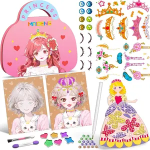 SQ-SA002 Art Craft Activity for Kids, Paper Craft Kits - Paper Makeup DIY Girls Toy Kit with Diamond Painting & Princess Dress Up Set, Ideal Birthday Halloween Party Gift for Girls Ages 4 5 6 7 8 9+ Year Old