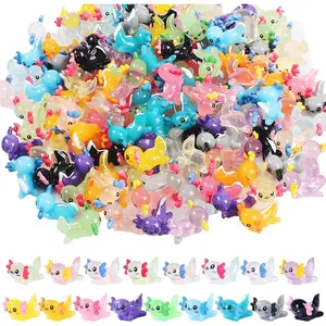 Luminous Glow Mini Resin Axolotl 51 PCS Tiny Plastic Animals for Digital Garden Miniature Landscape Aquarium Potting DIY Dollhouse Decor