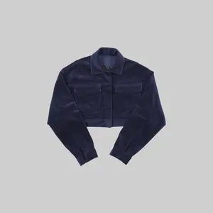 NAVY TIÉR CROPPED CORDUROY JACKET