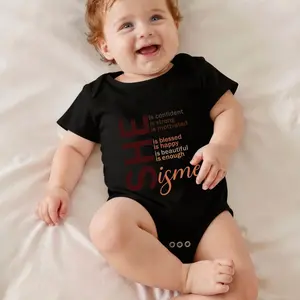 She Is Confident Strong Motivated Blessed Happy Beautiful Enough Print Bodysuit Baby Rompers Short Sleeve Cotton Toddler Rompers Graphic Print Baby Clothes One-Piece Outfit