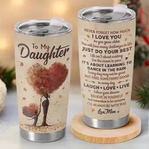 Gift - Daughter 20oz Tumbler – Heart Tree Design with Love Letter Message, Meaningful Gift from Mom for Birthday, Graduation, Christmas or Everyday Use
