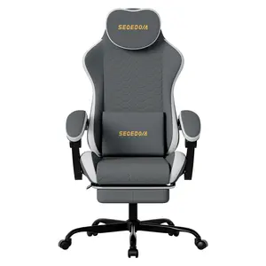 Reclining Gaming Chair with Adjustable Footrest | Ergonomic Spine-Supporting Office Chair | Thickened, Breathable Honeycomb-Patterned Cushion | Gas Lift and Silent Casters | Gaming/Office Computer Chair | Minimalist, High-Tech Design