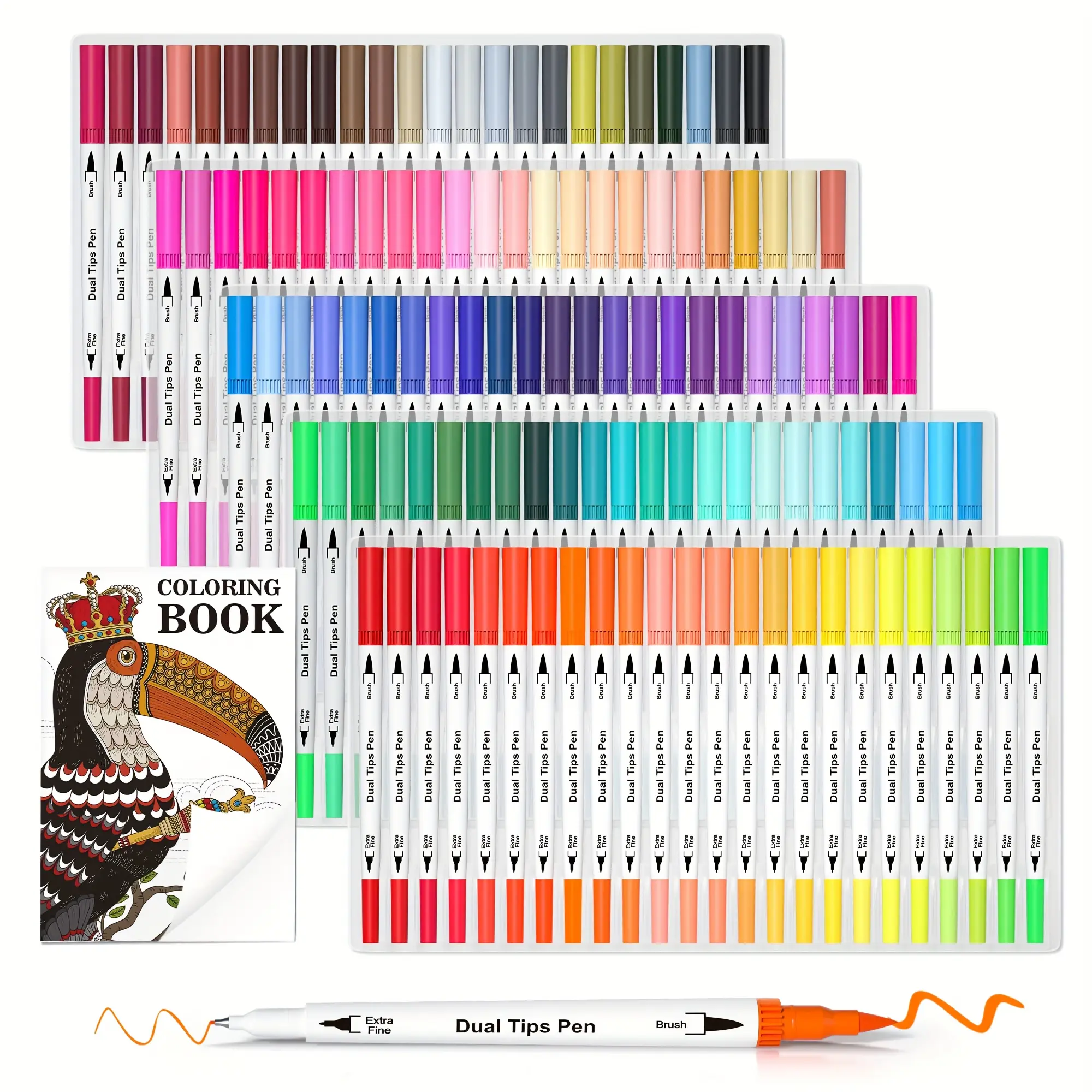 Versatile Dual Tip Watercolor Markers Set - Coloring Book Markers, 12-48 Vivid Colors, Fine Point & Brush Tip Pens for Manga Art, Creative Painting, School Projects, Office Crafts & Hobby Drawing, High-Quality Ink