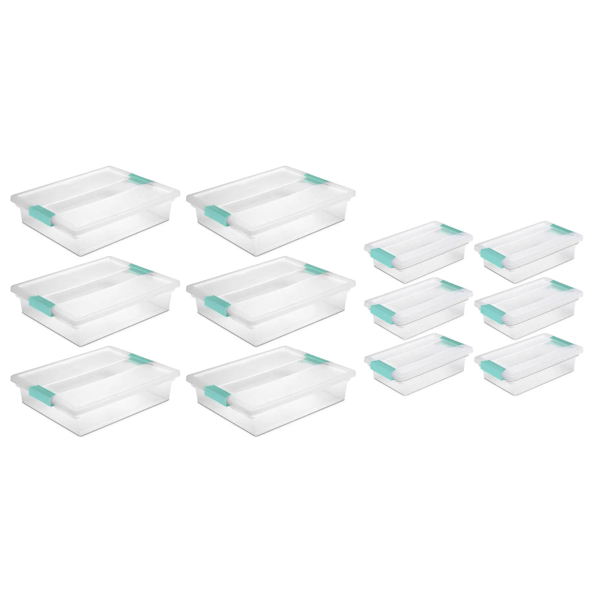 Sterilite Large Clip Storage Box Container (6 Pack) + Small Clip Box (6 ...