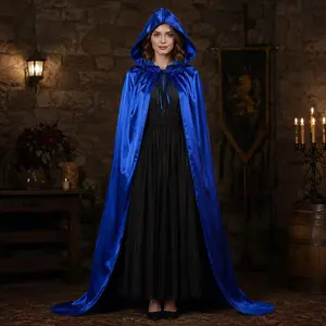 Blue Halloween Ghost Theme Party, Cos Role Play Costume, Festival Decor, Escape Room Dress, Dark Hooded Cape for Adults and Kids