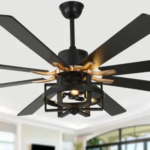 65" Large Size Silver/Black Finish Industrial Reversible Ceiling Fan with Remote and 3 Lights for Home Decoration, All Seasons Ceiling Fan