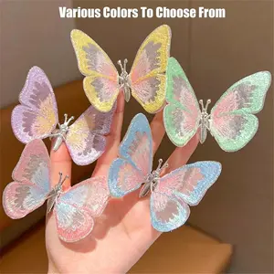 1/6PCS Embroidery Fragrance Butterfly Decoration, Exquisite Alloy and Spun Thread Craftsmanship, Hand Delicate Car Air Outlet Decor, Butterfly Car Vent Clips Decoration