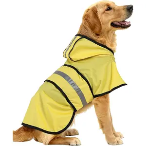 Dog Raincoat Jacket Adjustable Hooded Poncho Lightweight Waterproof Clothes with Strip Reflective Pet Rain Coat for Small to X-Large Dogs