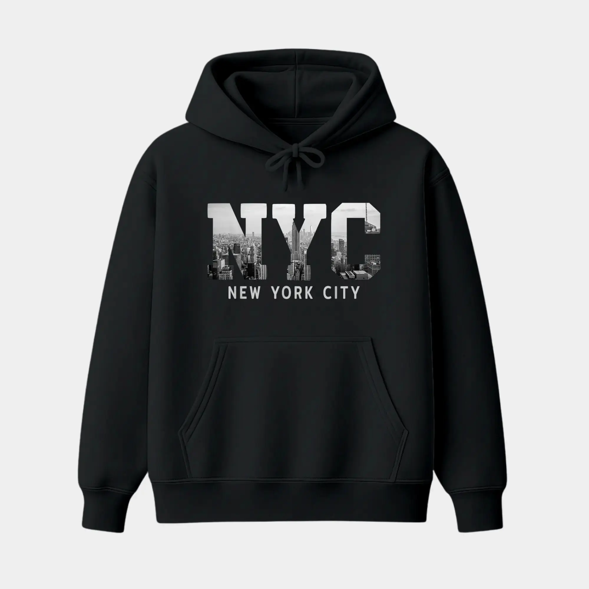 NYC New York City Graphic Hoodie Urban Skyline Pullover Casual Streetwear Hooded Sweatshirt Travel Cityscape Long Sleeve Cozy Unisex Everyday Wear Fashion Gift for Travelers Men Women