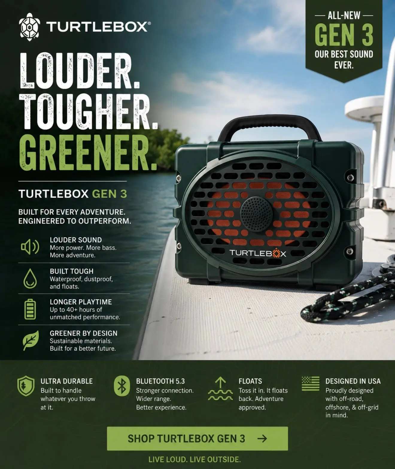 Meet the Turtlebox Gen 3 – 120dB of Outdoor Power
