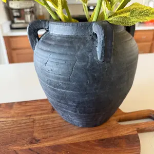 Charcoal Four Handle Vase