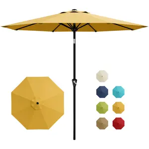 Garvee 9-Foot Patio Umbrella with Smooth Crank Lift, Tilt Button, and 8 Durable Ribs - UV Protection and Waterproof for Outdoor Pool and Terrace Use