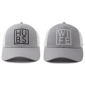 Mr and Mrs Gifts, Hubby Gifts for Men, Wifey Trucker Hat for Women, 2 PCS Hubs and Wife Mesh Snapback Baseball Cap, Just Married Gift for Husband Wife