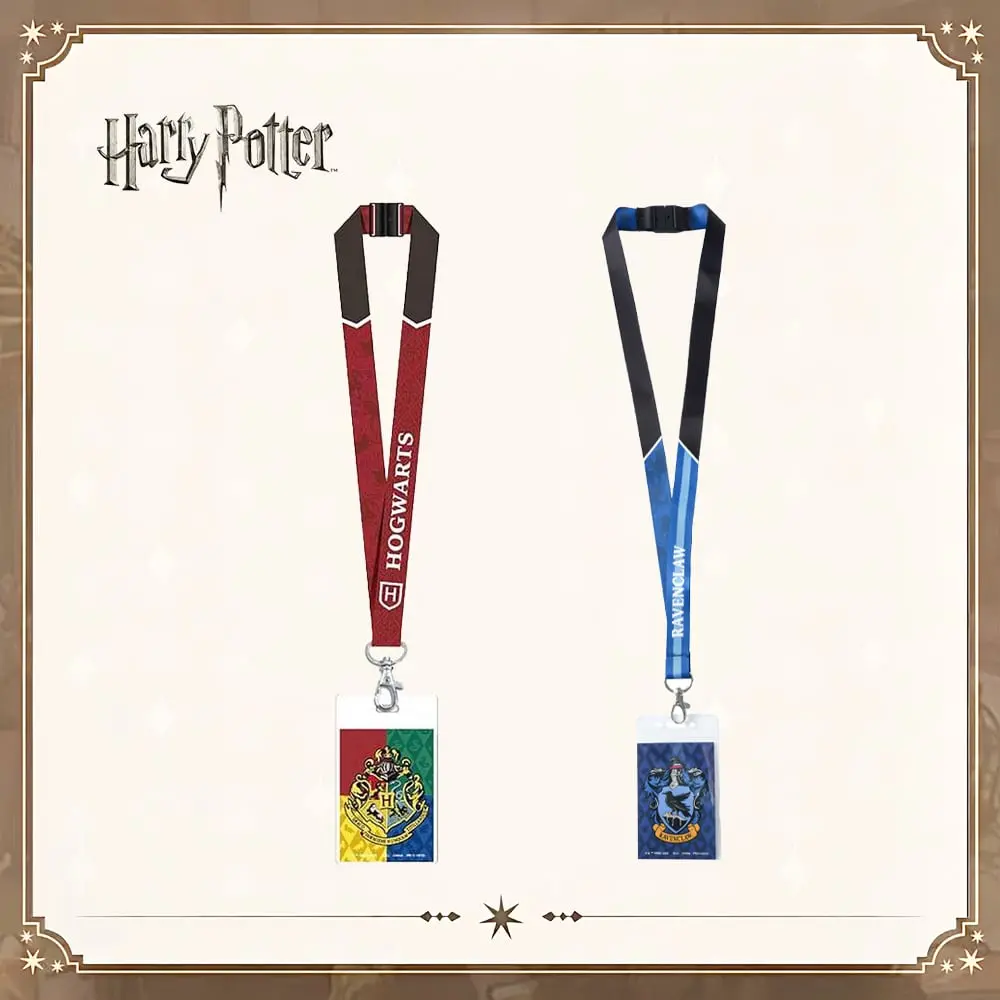1PC Officially Licensed WB Ravenclaw House Hogwarts School Crest House-style Harry Potter Card Holder ID Card Holder Bank Card Holder Storage Campus Commuting Everyday Gift Retro Sentiment PVC Material House Crest Embroidered Logo Anime Merchandi Lanyard