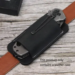 Retro Genuine Leather Folding Knife Case with Belt, Outdoor Survival Knife Protective Case, Durable and Stylish Design for Wild Adventures, Survival Tools