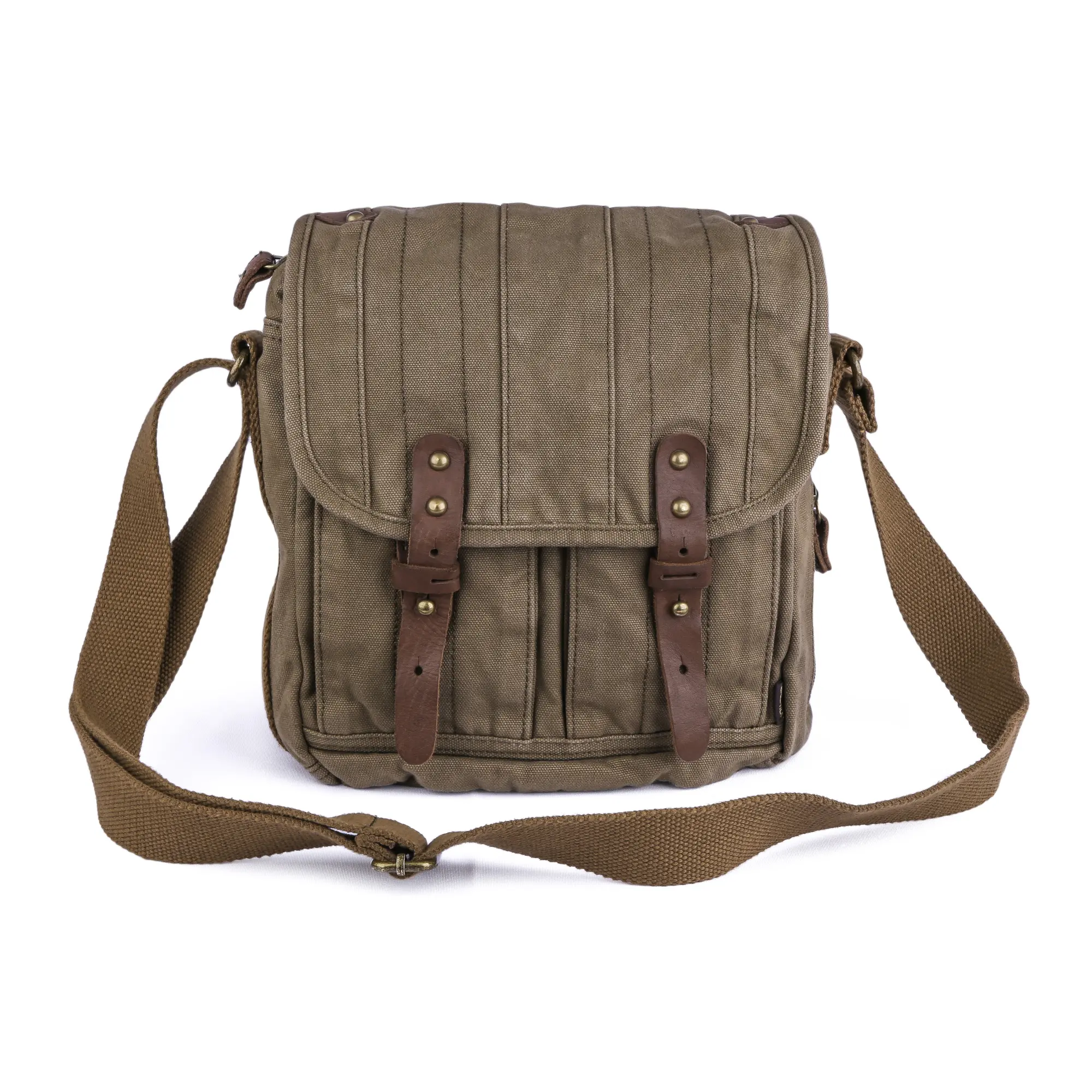 GOOTIUM Men's Vintage Cotton Canvas Messenger Bag, Lightweight Portable Shoulder Bag for Commuting, Fits 9.7-Inch iPad, Commuter Messenger Bag