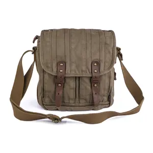 GOOTIUM Retro Lightweight Plain Men's Messenger Bag - Adjustable Crossbody Strap Vintage Satchel