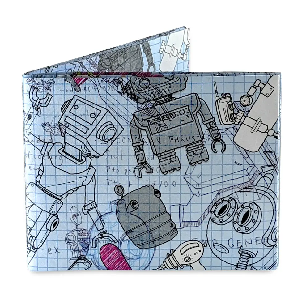 Men's Wallet - Robots Mighty Wallet - Slim Paper Wallet