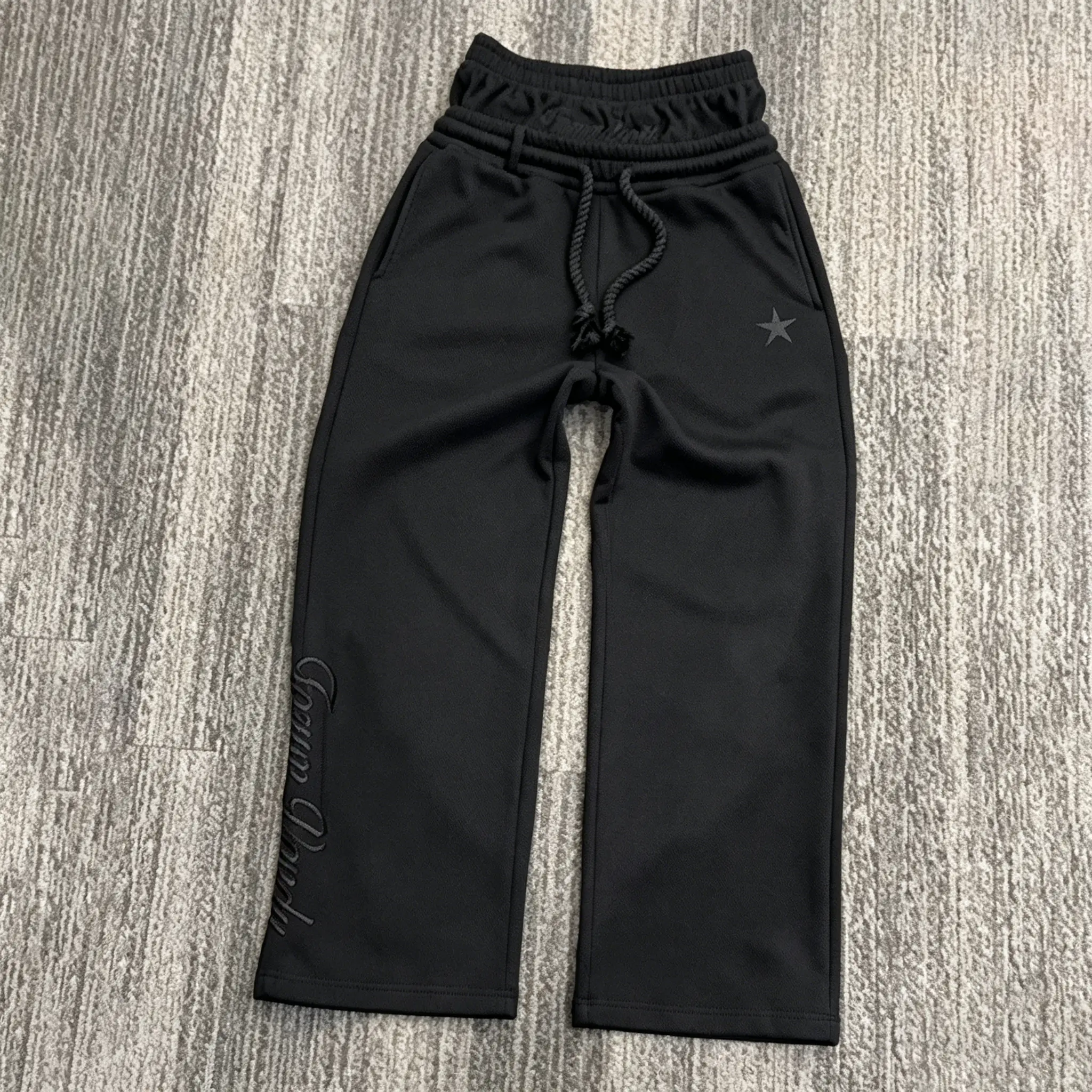 Fashionable double waisted sports pants, men's and women's fake two piece pants, loose wide leg casual pants, Y2K daily street wear